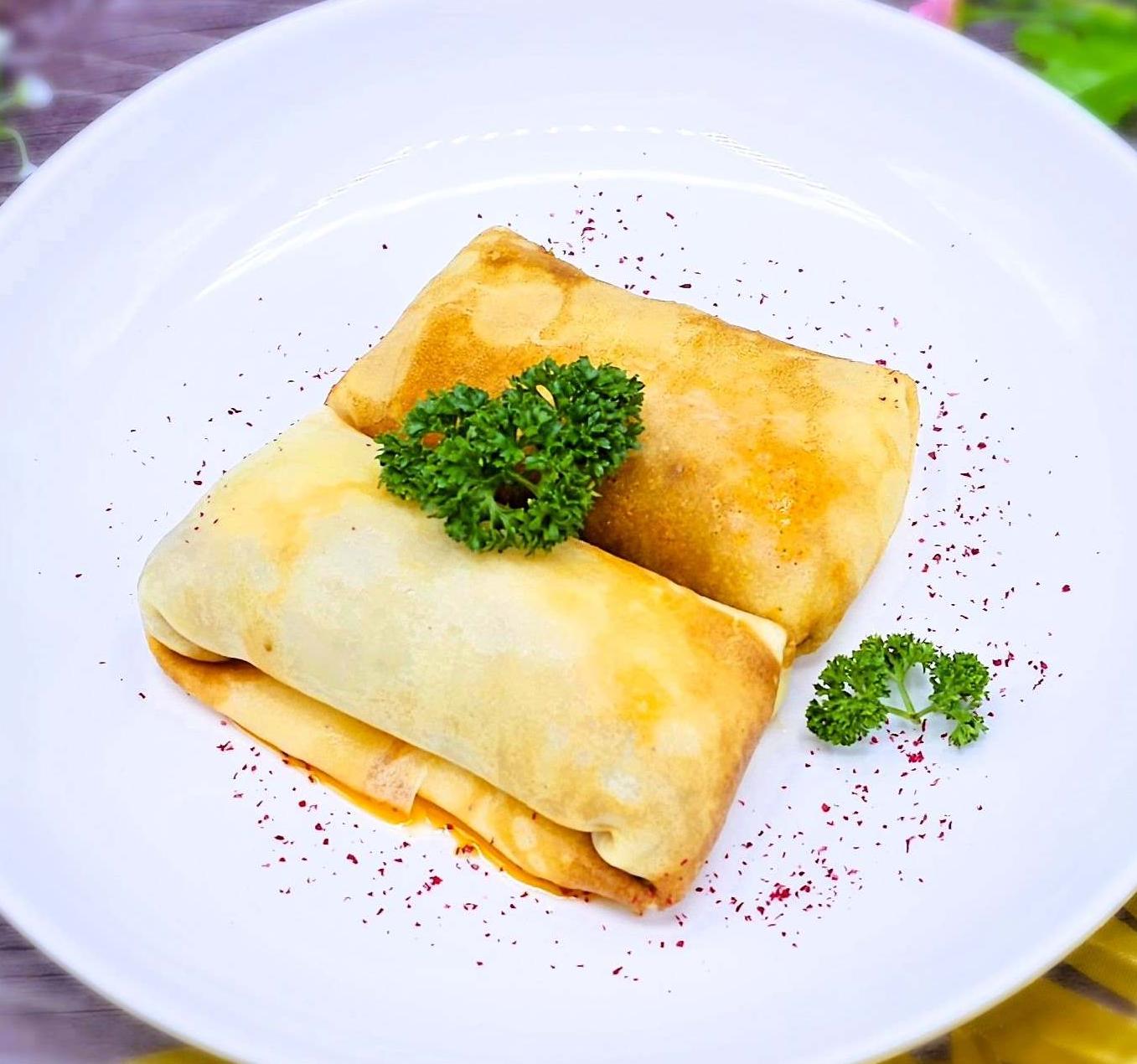 แพนเค้กกับไก่และเห็ด