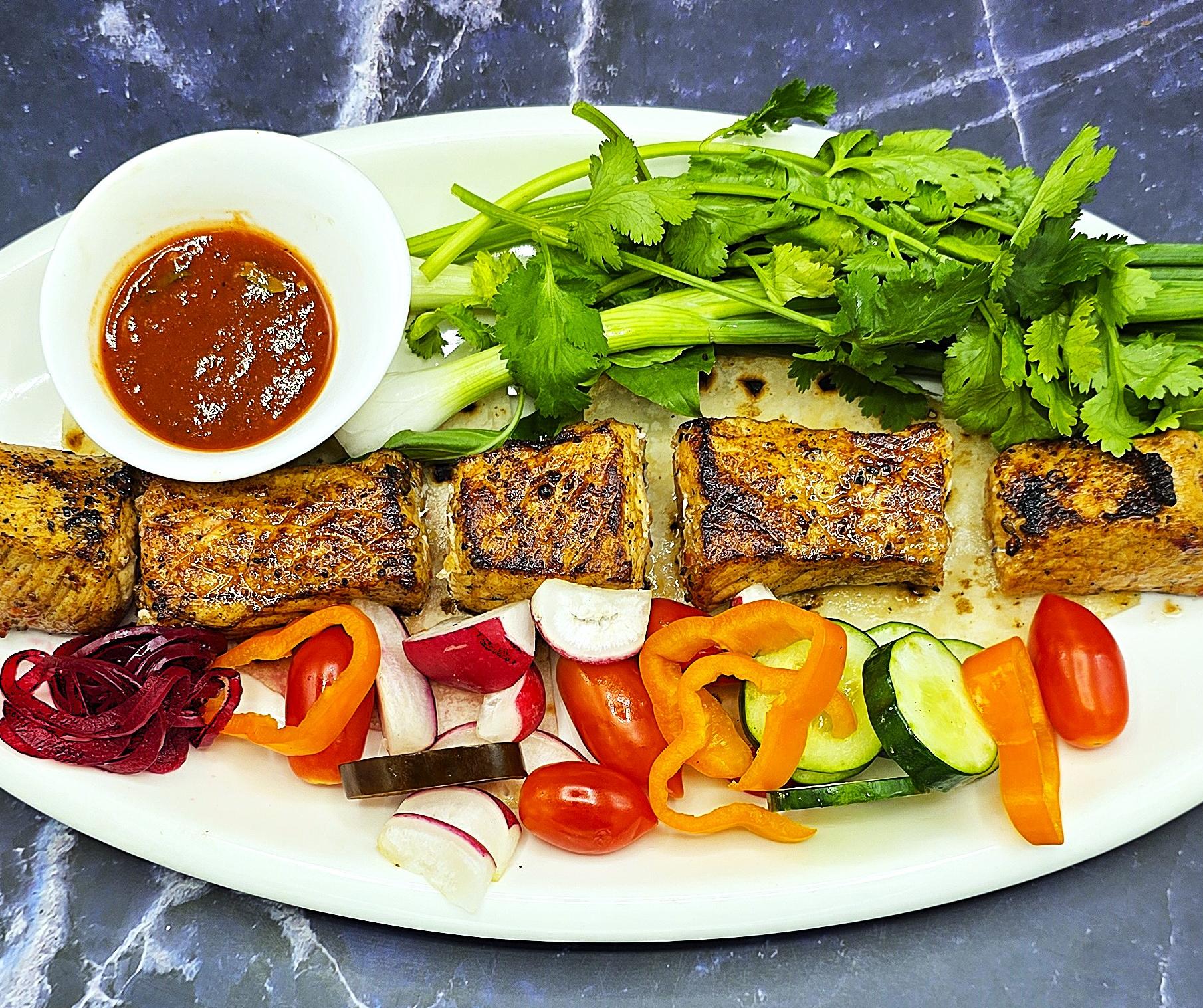 shashlik หมูบนถ่านหิน